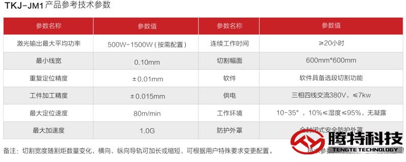 TKJ-JM1 精密激光切割機技術參數(shù)